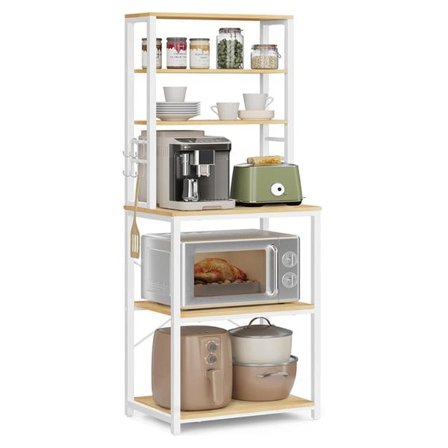 Åpen kjøkkenhylle med 6 hyller - Hvit/tre