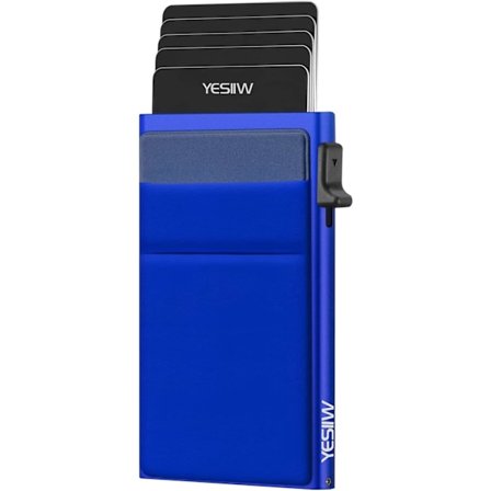 Pop-up kreditkortshållare med RFID-blockering och sedelfack - Minimalistisk visitkortsplånbok för män - Smal aluminiummetallfodral för kort och sedlar