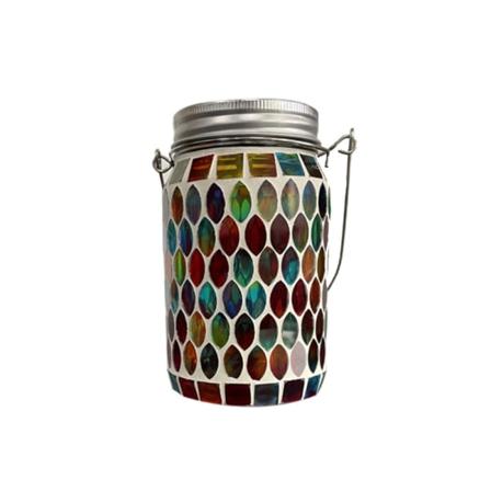 Mosaic Solar Lights Mason Jar Lamppu PUNAINEN SYLINTERI Red Cylinder-Cylinder