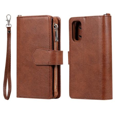 Zipper Magnet Leather Wallet Samsung Galaxy S20 Brun