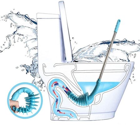 Toalettplunge, Kolvtyp Toalettstopp Remover Flexibel Gummikudde Rostfritt Stålhandtag Toalett Muddringsrör