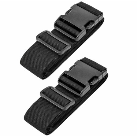 (180x5cm svart) 2 stk. Kuffertstropp med spenne Justerbar PP Tra