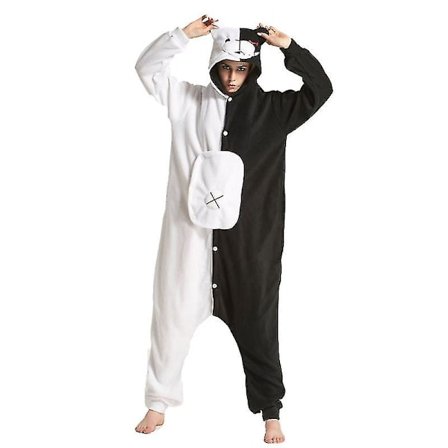 Monokuma Kigurumis Vuxen Onesie Anime Bear Jumpsuit Pyjamas Svart Vit Djuroutfit Kvinnor Män Festdräkt Vinteroverall