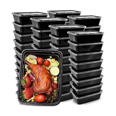 50-pack måltidsförberedande behållare Återanvändbara to-go matbehållare Plast Bento lådor Matförvaring Lunch