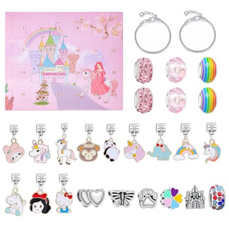 Joulukalenteri Joulu Diy Yksisarvinen Charms Rannekoru Countdown Jouluun Ainutlaatuiset Charms Korut Set Lapsille, Tytöille