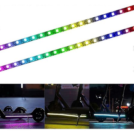 Elektrisk Scooter LED-ljusremsa, 2-pack Nattcykling Vikbar Färgstark Lampa Vattentät Säkerhet Skateboard Dekorativa Tillbehör För Xiaomi M365/pro