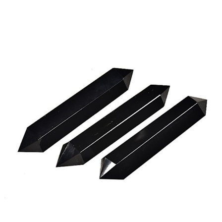 Svart Obsidian Naturlig Helbredende Krystall Staver Høyde 6 Fasettert Prisme Stav Reiki Chakra Stein, Naturlig Kvarts