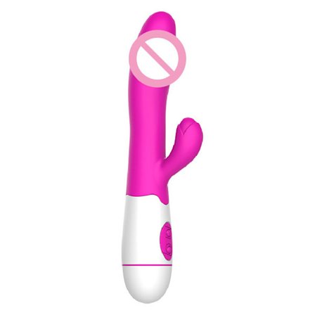 Dubbelsidig Kvinnlig Vibrator 30 Vibrationslägen Uppladdningsbar Silikon Ergonomisk Rosröd