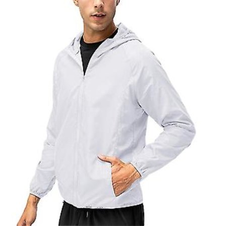 Lätt Herr Casual Jacka Combat Utomhus Vandring Huva Kappa Överdelar-r (2XL Vit)