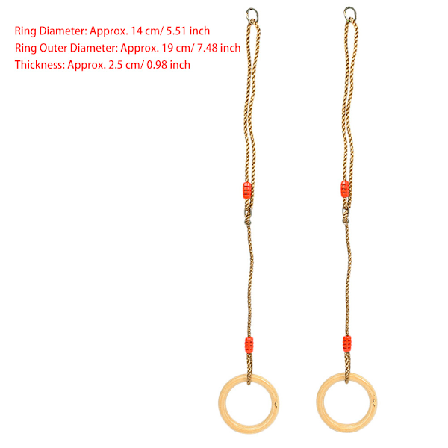 1 par utendørs bærbare trebarn barn flygende sving ringer leketøy treningsutstyr