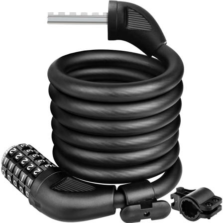 Sykkellås - 1500mm X 12mm Lang Tykk Kabel Lås 5-Siffer Koder Låser Sykkel Tilbehør For Sykkel, Motorsykkel, Dør, Port Gjerde