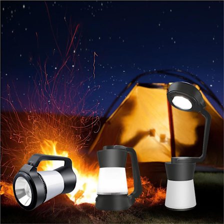 Utomhus Multifunktionell 3-i-1 Campinglampa Ficklampa Belysning LED Bärbar Tältlampa Hem Skrivbordslampa Batterimodell(Svart)