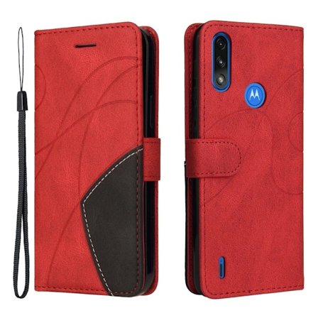 Teksturoitu nahkakotelo hihnalla Motorola Moto E7i Power / Motorola Moto E7 Power - Punainen