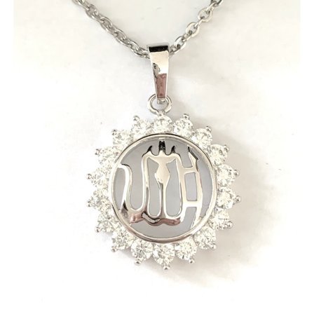 Muslim halsband med Allah hänge och Cubic zirkon stenar