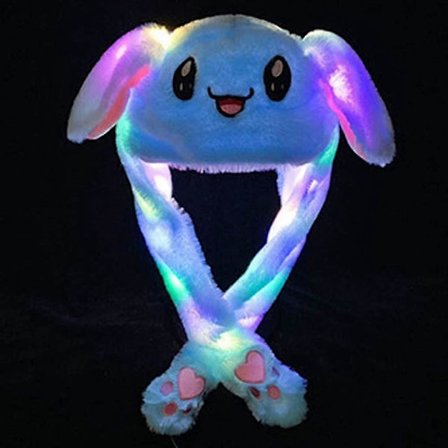 Kaninhatt Öron Rörlig Hoppande Hatt Plysch Kaninhatt Söt Mössa Med Tassar För Kvinnor Flickor[D]