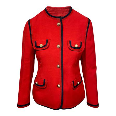 Gucci Vintage Pre-owned Four-Button Jakke in Silk Rød, Dame