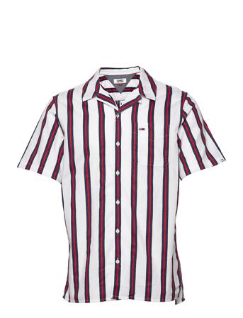 Tjm Printed Stripe Camp Shirt Patterned Tommy Jeans