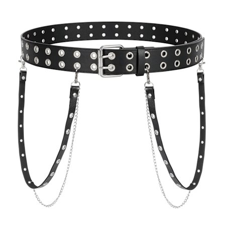 Dame dobbelt hul nittebælte, punkbælte, hiphopbælte,