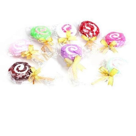 MengXi 1 st Slumpfärg Godis Lollipop Handduk Tvättlapp Baby Shower Bröllopsgåva