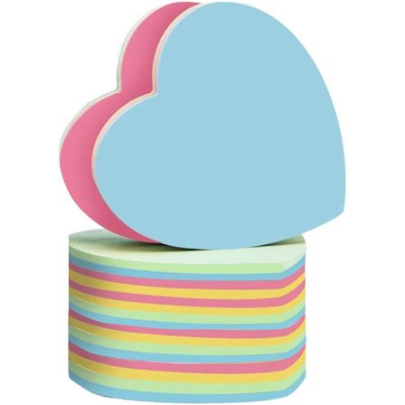 Hjärtformade självhäftande lappar - Självhäftande Post-it-lappar Söta blandade 4 färger för kontor/hem Storpack 600 ark totalt
