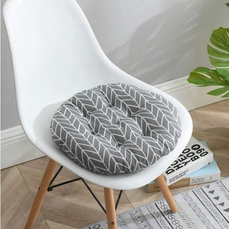 Polstret pude til stol, rund spisestue, have, køkken, kontor, 40 cm (grå)