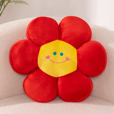 Sød regnbue smiley ansigt plys pude, blomstermønstret dekorativ pude