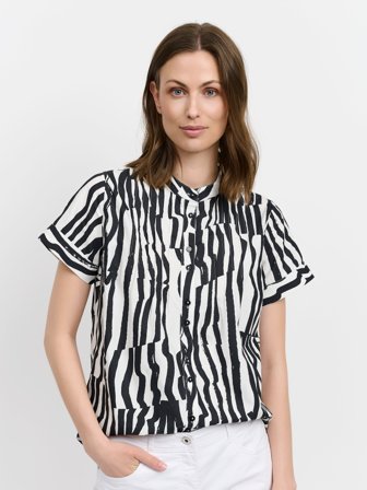 BRANDTEX - Bluse - Sort Mix - Mønstret