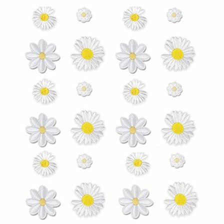Strykjärnspåsar Sy-på-lappar Daisy Blomsterlappar 24 Stycken Kreativa Daisy Blomsterdekaler för Delica