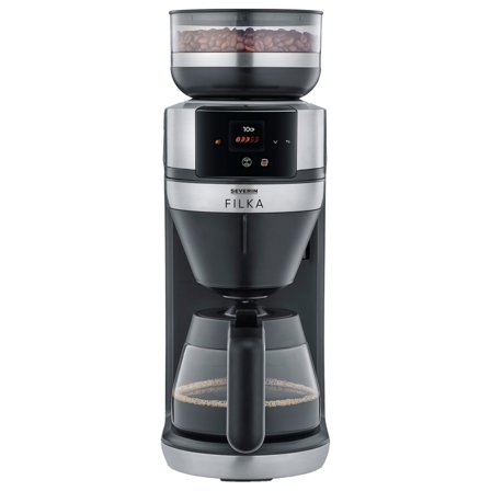 Severin Filka Helautomatisk kaffetrakter med glasskanne - Kjøp kaffemaskin hos Bakeren og Kokken' - 'Rustfritt stål