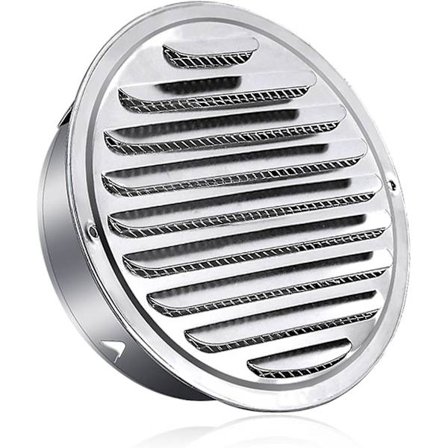 150mm Rund Luftventil i Rostfritt Stål, Metalluftventil, Väderskydd med Myggnät