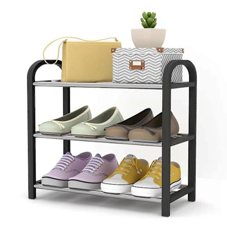 Lille Skohylde, 3-lags Skohylde Multifunktionel Letvægts Organizer Kraftig Metal Stabelbar Stående Skohylde til Skab Stue Soveværelse B