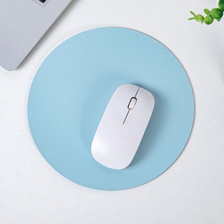 Rund musmatta i läder enfärgad liten datorskrivbordsmatta liten fräsch tjej tangentbord spel