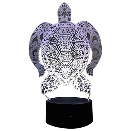 3D Hologram Lampe Skilpadde Nattlys Optisk Illusjon Lampe LED Skilpadde Lys | Fargerik 3D Illusjon Lampe Effekt Havskilpadde Lampe LED Hologram 