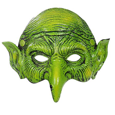 Vihreä noitamaski Kauhu pelottava puolimaski noitamaski PU-vaahtoinen maski pitkällä nenällä Halloween Pelottava Cosplay-asu