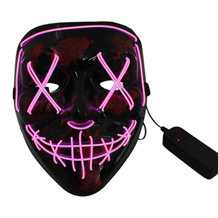 Led glödande neonmask Läskiga stygn Cosplay Skräck Light Up Mask Halloween Maskerad Karneval Festrekvisita