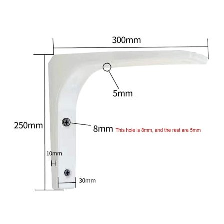 Høyre vinkelbrakett Skrivebordshylle HVIT 30CM