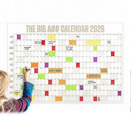 Den Stora A## Kalendern 2026 - Överdimensionerad Väggkalender med Penna & Stickers, 2026 Månadsplanerare för Hemmakontor, 84x109 cm