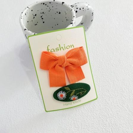 2ST Little Girl Bowknot Hårklämmor ORANGE orange