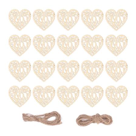 20 stk trehjerter utsøkt vintage giftfri antiallergisk slitesterk bred applikasjon tremerker for DIY-dekorasjon