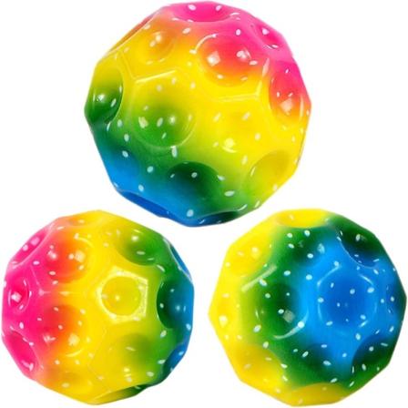 3 stk regnbue-romballer, ekstremt høye hoppende baller og poplyder Meteorromball, måneball, pophoppende romball kompatibel med barnegave -ES