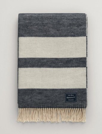 GANT Pledd Stripe Bomull Marine 130x200