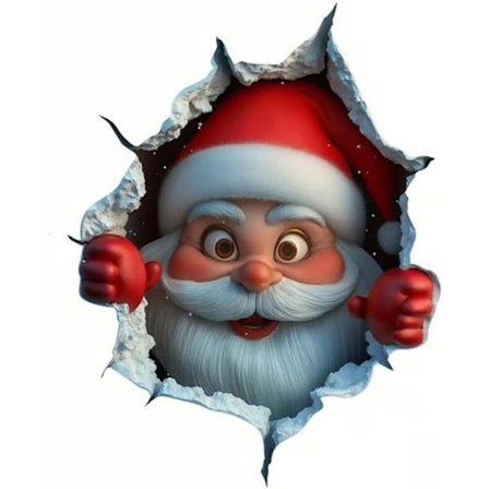 2 stk. Kreative juleveggklistremerker, 3D Julenissen som bryter gjennom veggen Veggklistremerke Stue Studierom Dekorasjon Forskjønnelse Veggdekorasjon