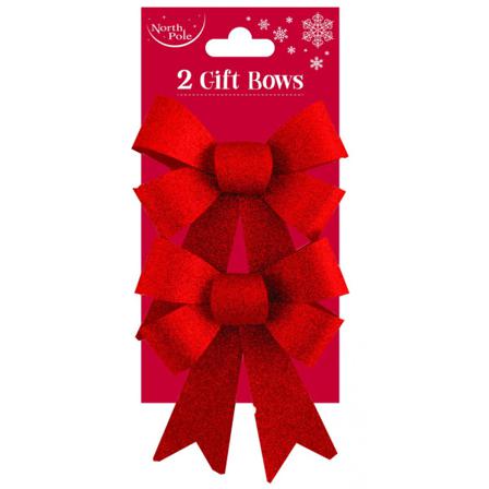 Eurowrap Glitter Julklappsbåge (paket Med 2) One Size Röd