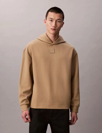 Calvin Klein Ls Stretch Wool Blend Po Hoodie - Beige - XL