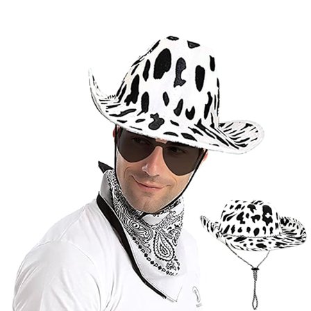 Cowboy Hat Fun Cow Print Hat Unisex Svart Og Hvit Cowboy H