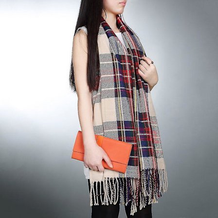 Oversized Tartan-sjal, Rutete Teppe, Plaid Wrap