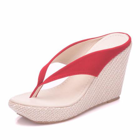 Sommar Kvinnor Flip Flops Sandaler Stringsband Tofflor Beach Wedge
