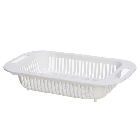 Expanderbar över diskho sil Justerbar sil Disk grönsak Frukt sil korg för kök (Vit)