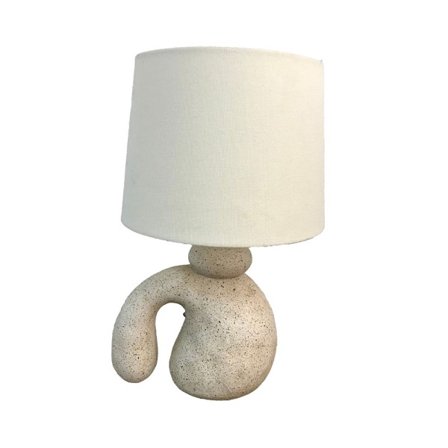 Pöytälampun varjostin, polyresiinijalka, beige kangas, 36,5 cm