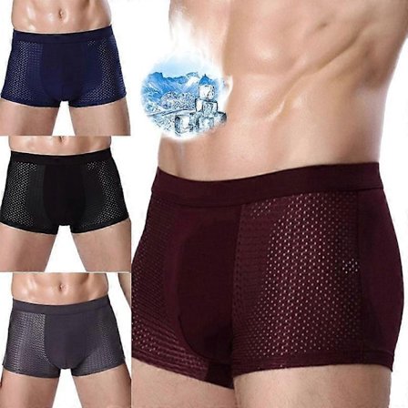 4-pak Herre Bambus Blødt Undertøj Shorts Sommer Is Silke Mesh Boxer Briefs - Perfekt